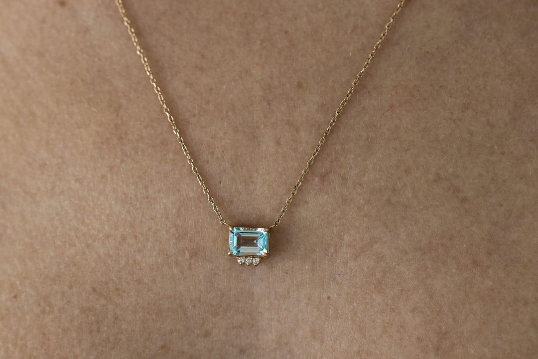 Luna Swiss Blue Topaz Diamond Necklace