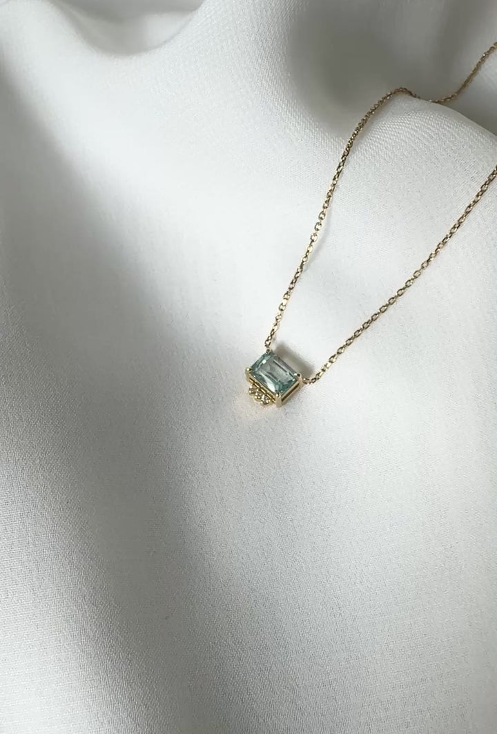 Luna Swiss Blue Topaz Diamond Necklace