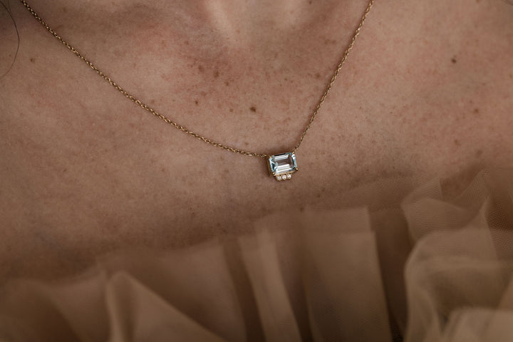 Luna Swiss Blue Topaz Diamond Necklace