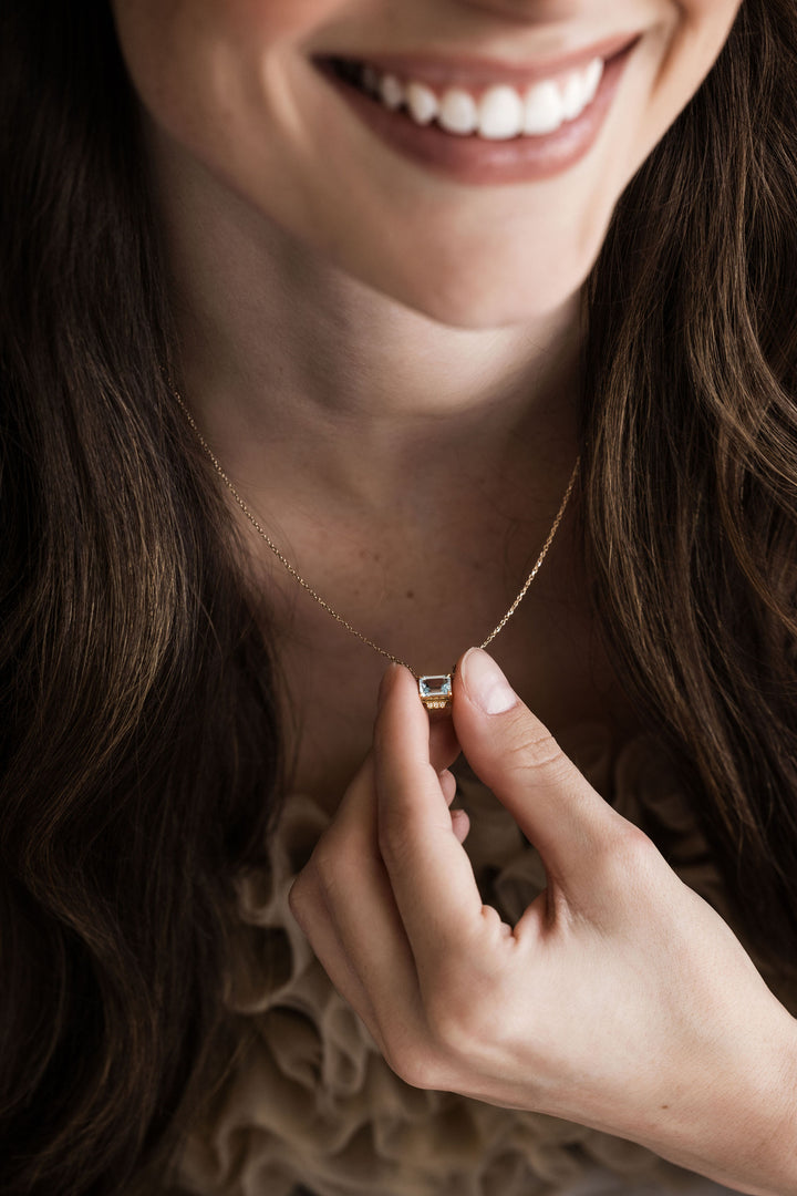 Luna Swiss Blue Topaz Diamond Necklace